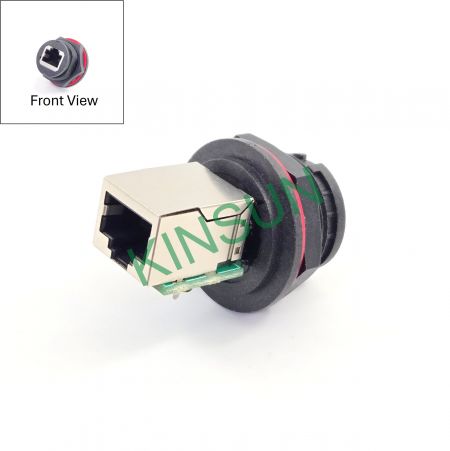 防水IP68 卡榫式快速锁付RJ45 CAT5E CAT6耦合器网络接口(后视图)